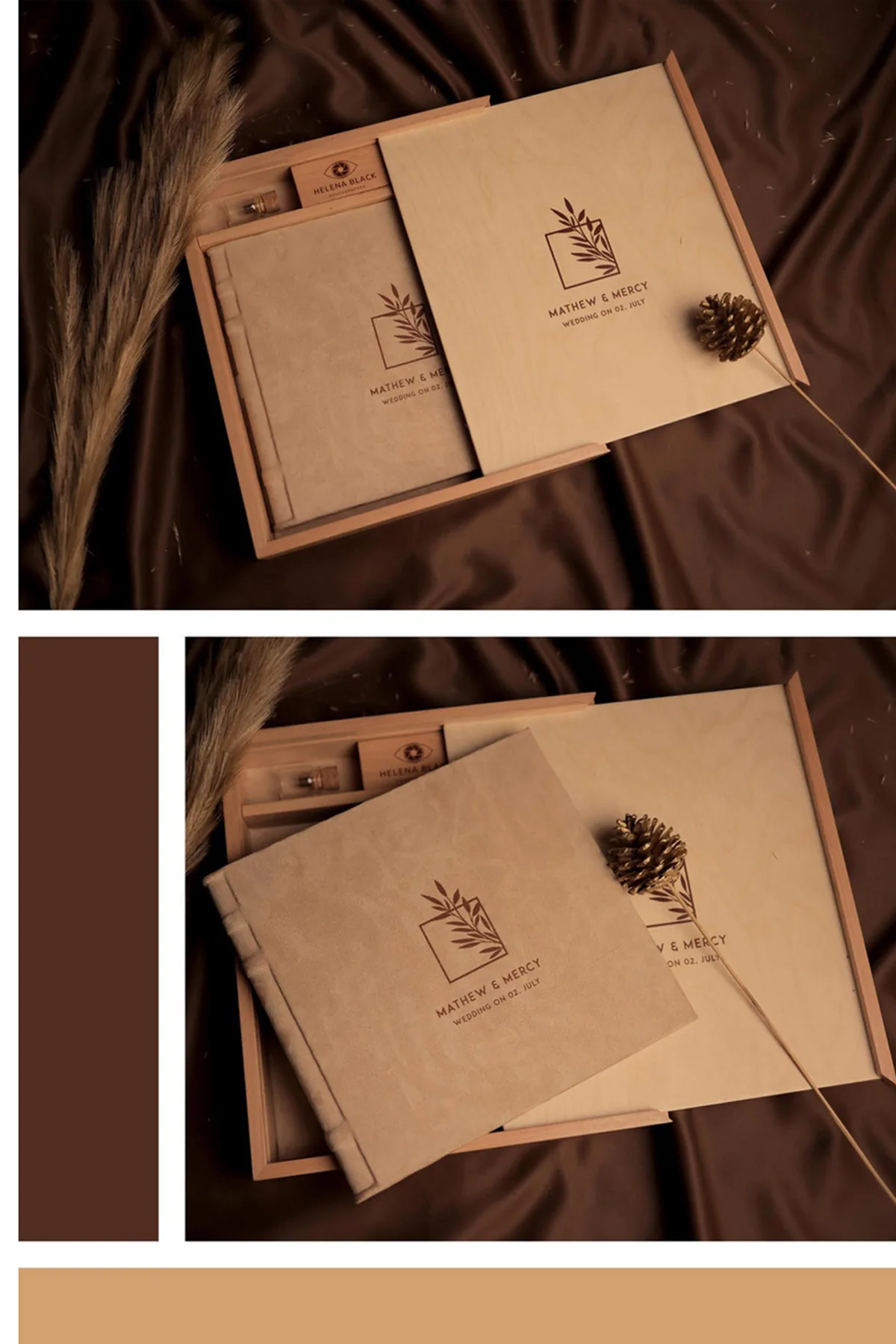 Premium leather wedding album and album box design by Prasang Photo Creation