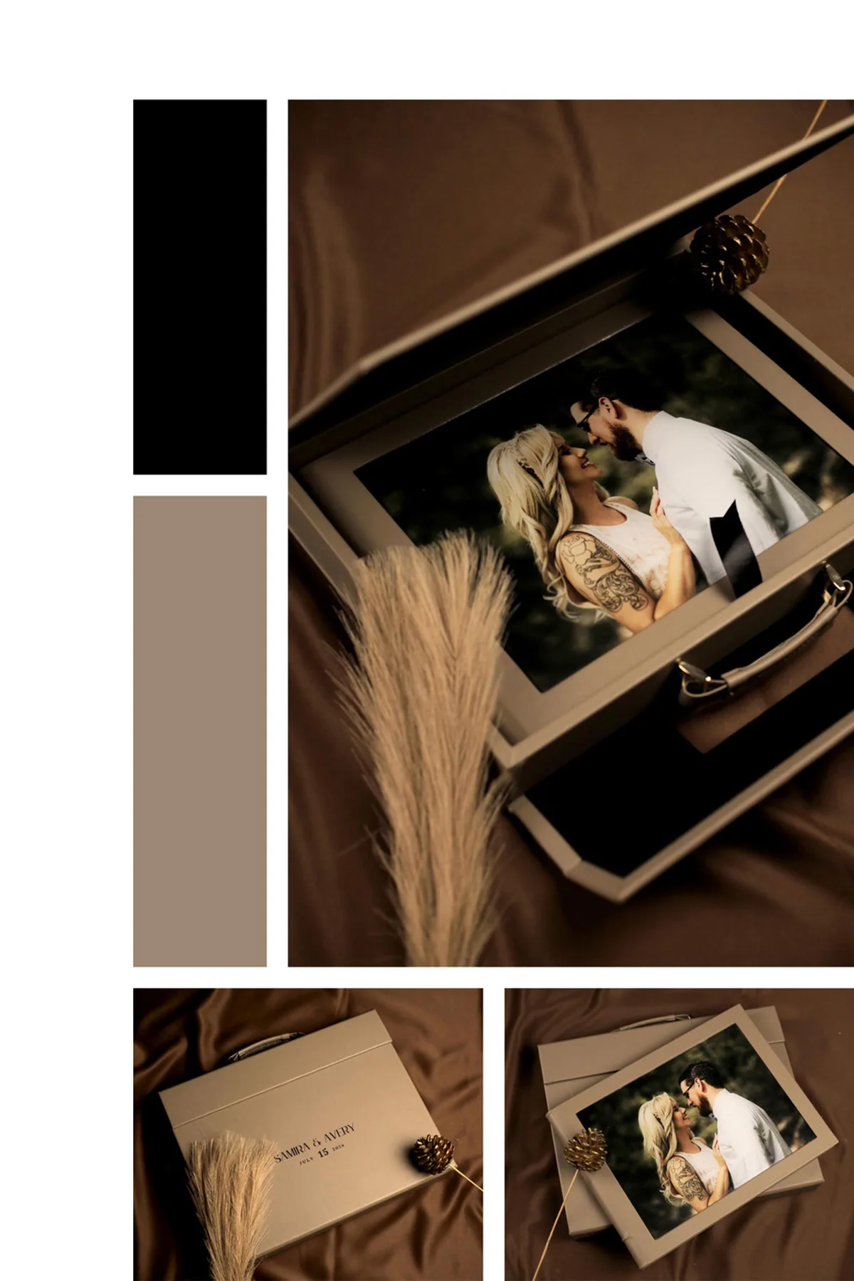 Premium leather wedding album and album box design by Prasang Photo Creation