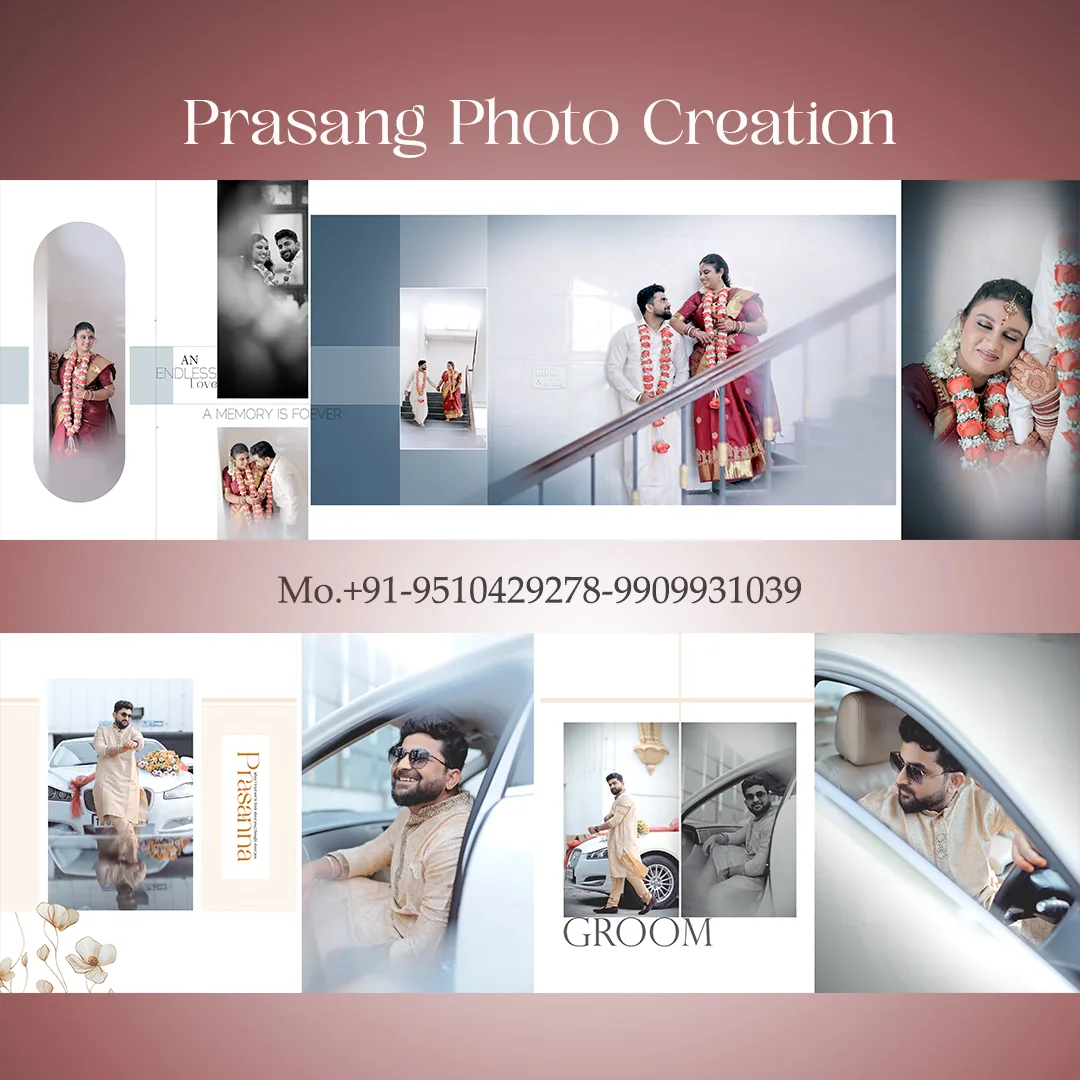 Indian wedding ceremony album design with multi-photo layout